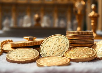 Pièces d'or héritées sur un tissu en velours.