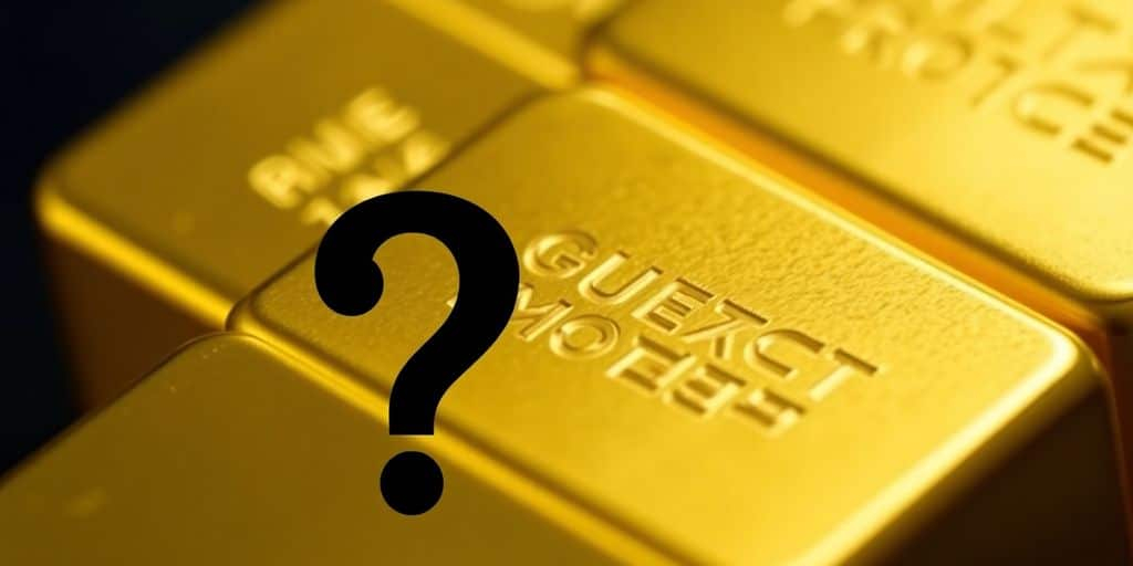 Barre d'or avec un point d'interrogation dessus.