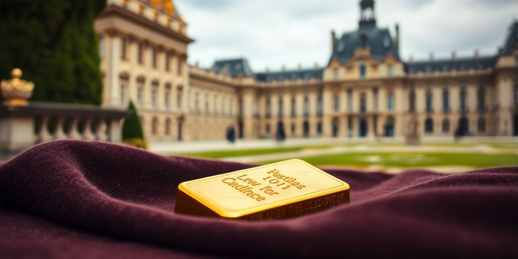 Lingot d'or sur fond de Versailles.