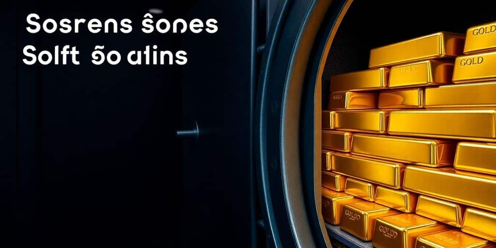 Coffre-fort rempli de lingots d'or.