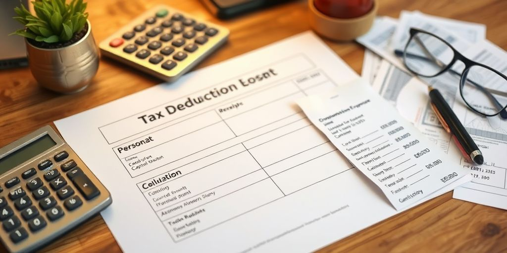 Documents financiers sur un bureau en bois.