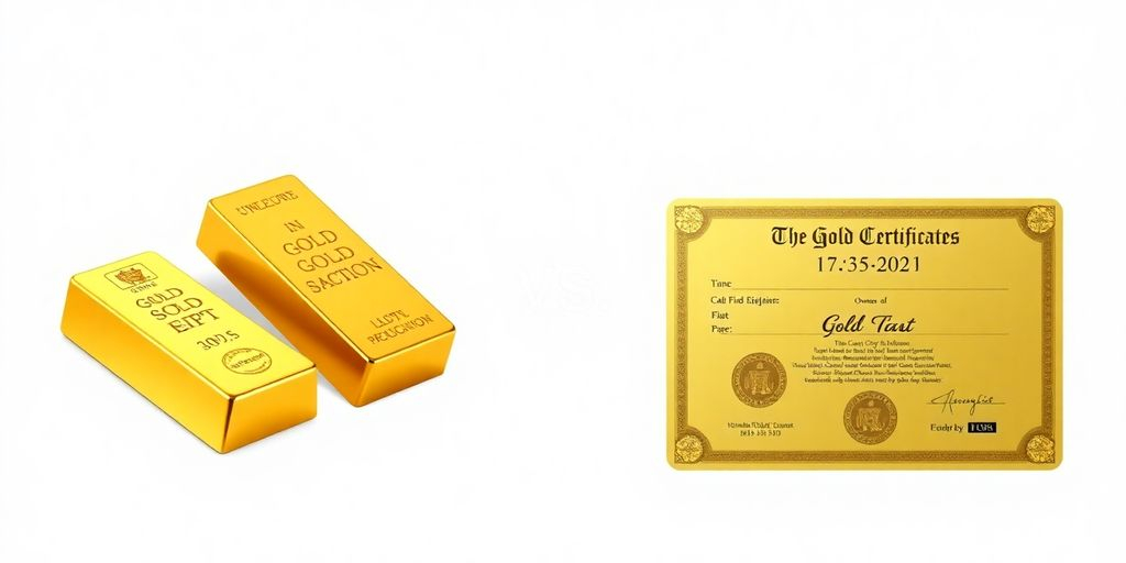Comparaison de lingots d'or et de certificats d'or.