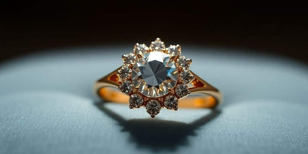 Bague en or sur un fond en velours.