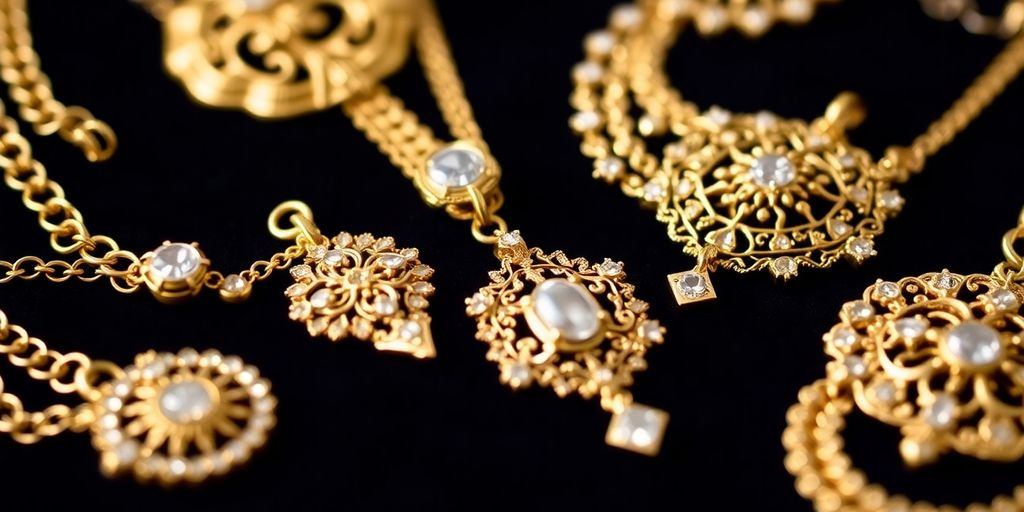 Bijoux en or sur un fond velouté.