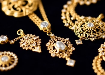 Bijoux en or sur un fond velouté.