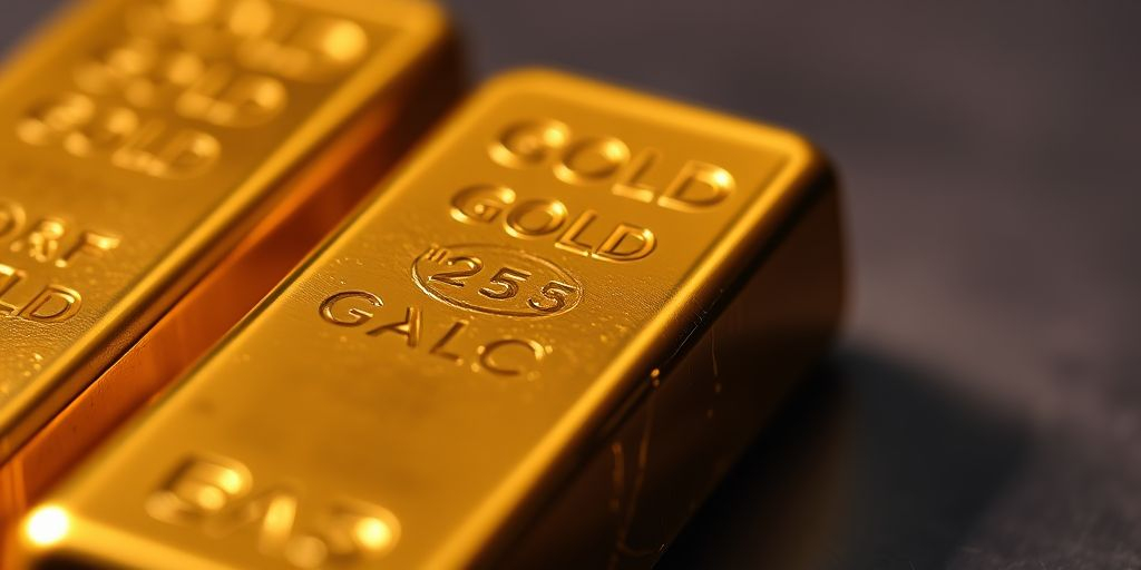 Un lingot d'or brillant sur un fond flou.