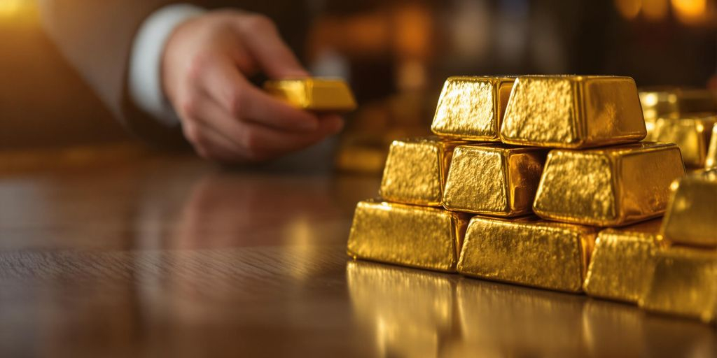 Lingots d’or transmis de main en main sur une table.