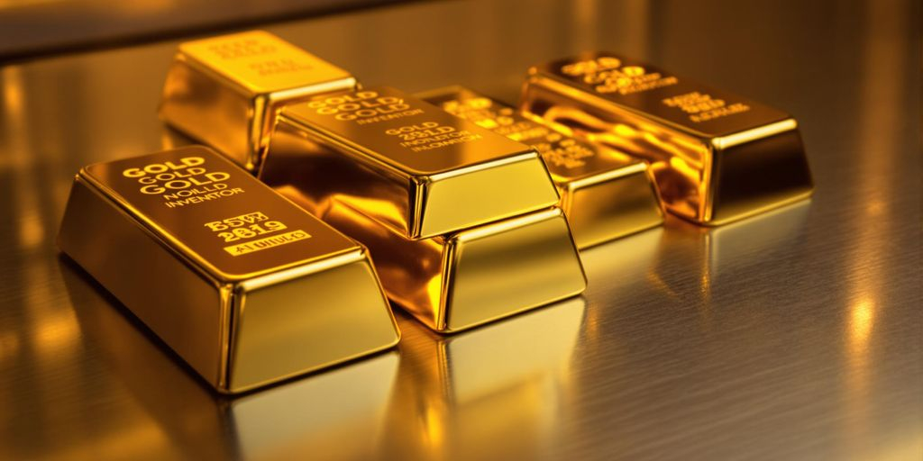 Abondance d'or pur et éclat brillant dans un cadre luxueux.
