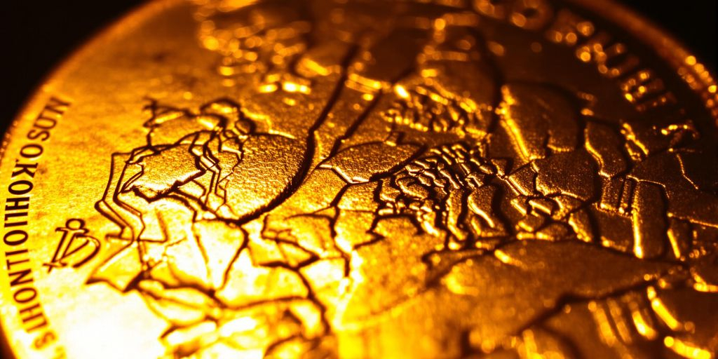 Authentique pièce d’or de l’époque napoléonienne, brillante sous chaleureux soleil.