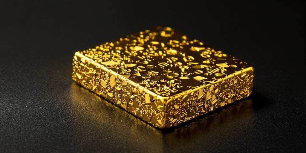 Photo rapprochée d’or 18 carats brillant sur fond sombre vif