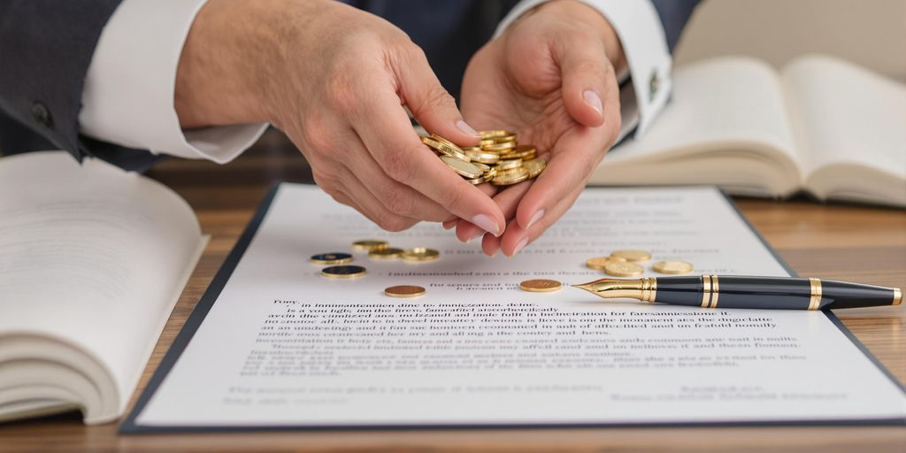 Main tenant de l'or près d'un document de testament