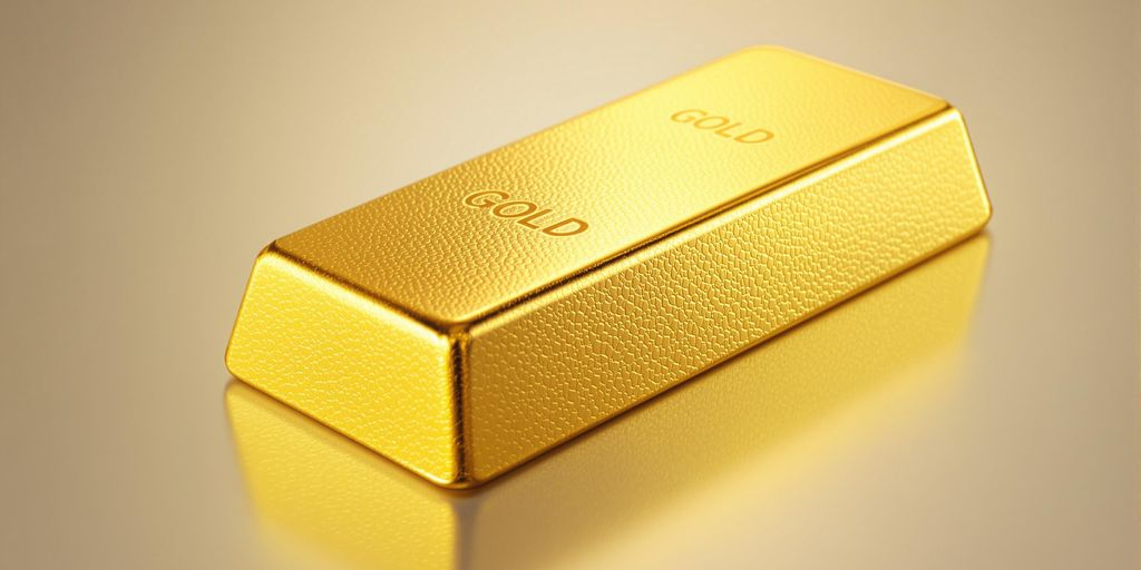 Photo réaliste d’un lingot d’or brillant sur fond sombre lisse.