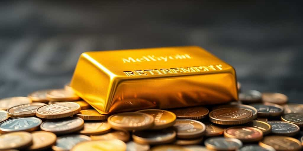 Lingot d'or sur un lit de pièces de monnaie.