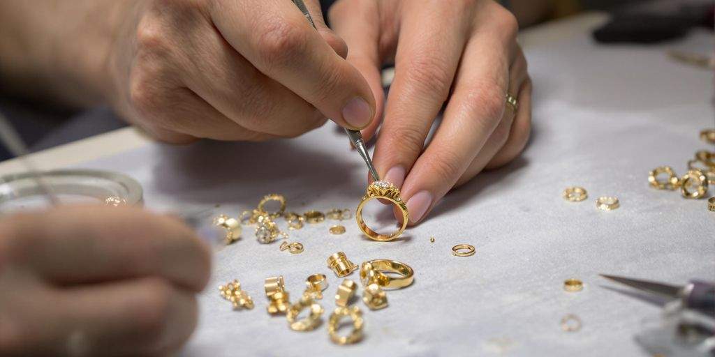 Bijoutier restaurant une bague en or avec des outils