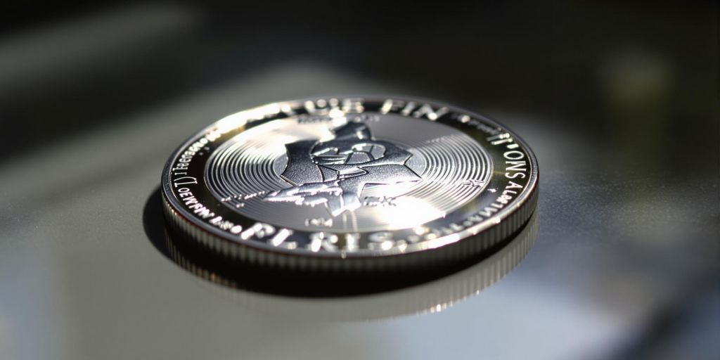 Gros plan sur une pièce d’argent élégante sur fond neutre.