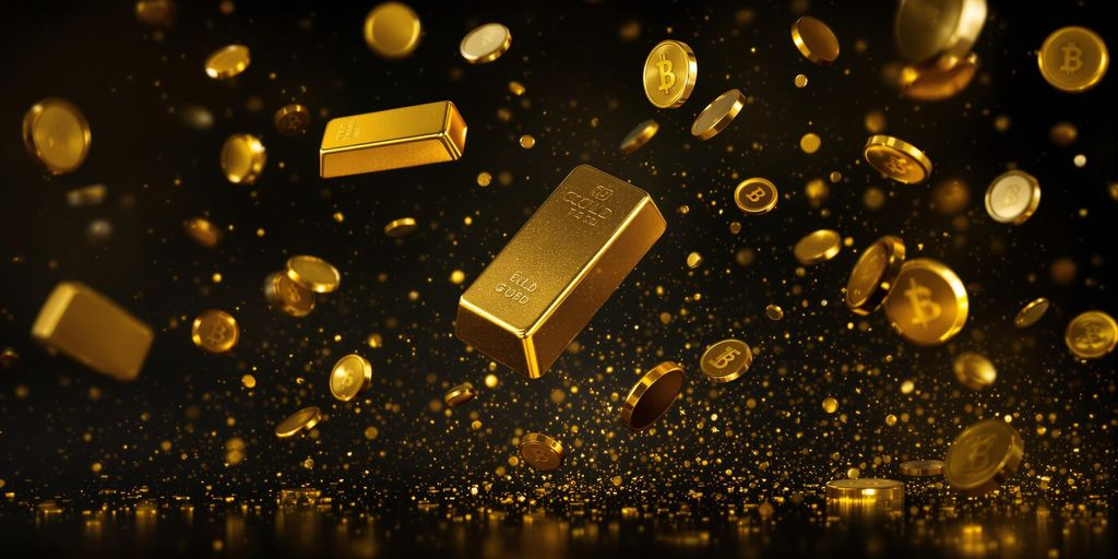 Baisse d’or brillant, barres d’or en chute sur fond sombre