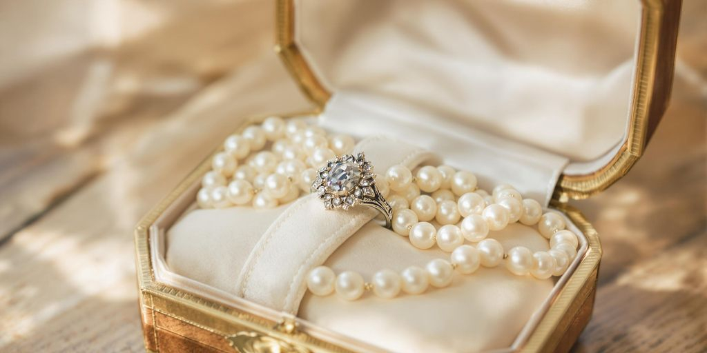 Bijoux anciens dans une boîte sur une table en bois