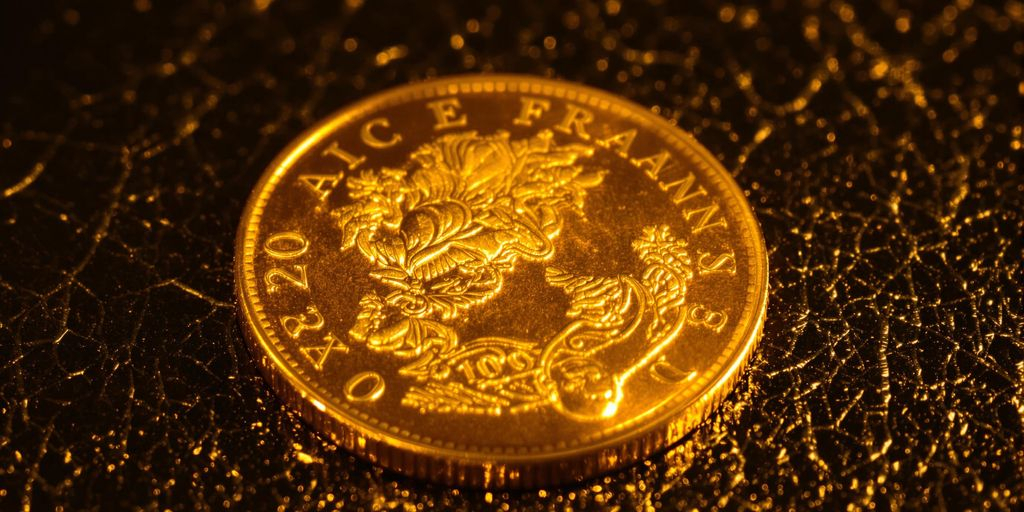 Pièce d'or Napoléon 20 francs sur fond sombre
