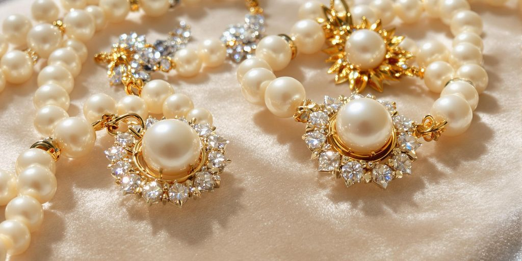 Bijoux en perles élégantes posés sur du velours