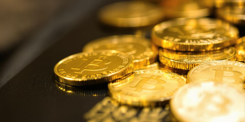 Pièces d'or brillantes posées sur une surface sombre
