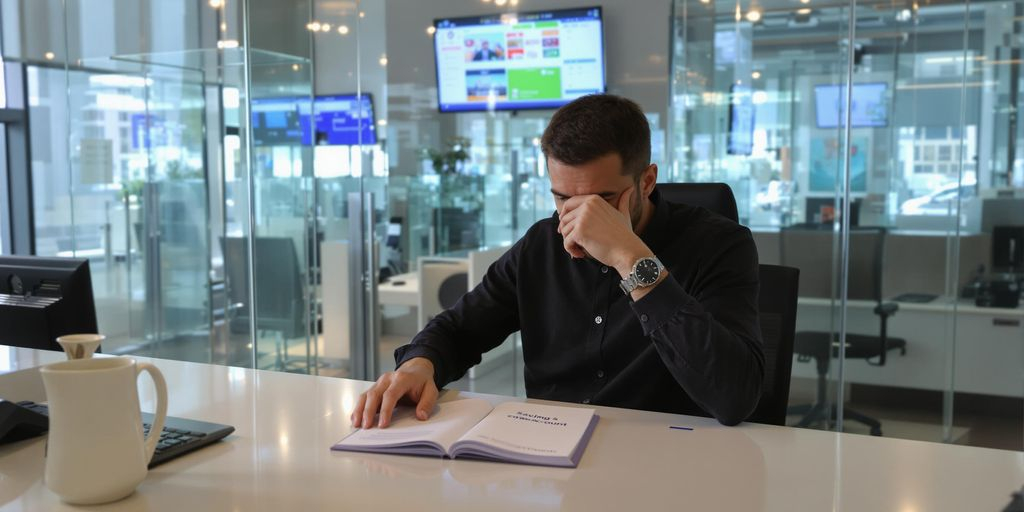 Person inquiet devant un livret d’épargne fermé en banque