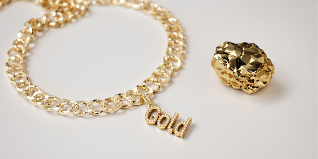 Collier en or et pépite d’or côte à côte