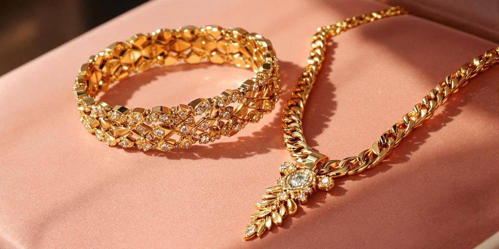 Bracelet en or et collier en or côte à côte