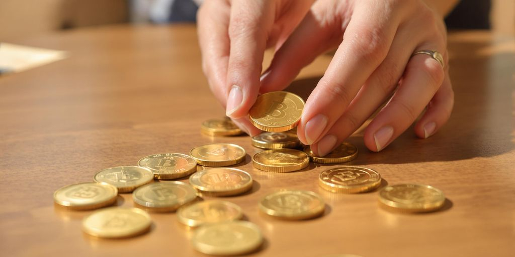 Pièces en or posées sur une table en bois