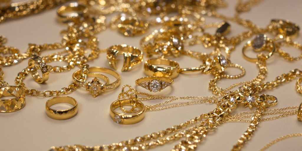 Bijoux en or sans marque sur fond neutre lumineux