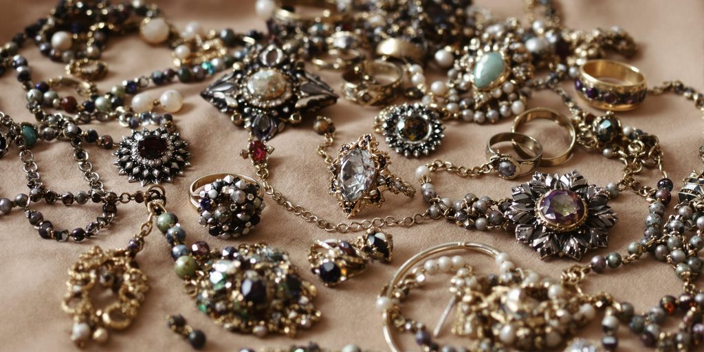 De vieux bijoux sur fond doux