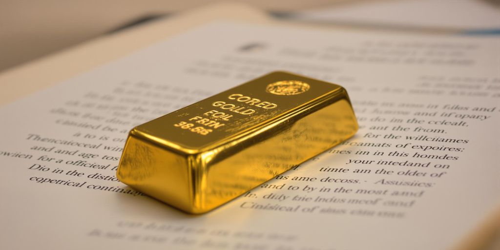 Lingot d'or et documents importants