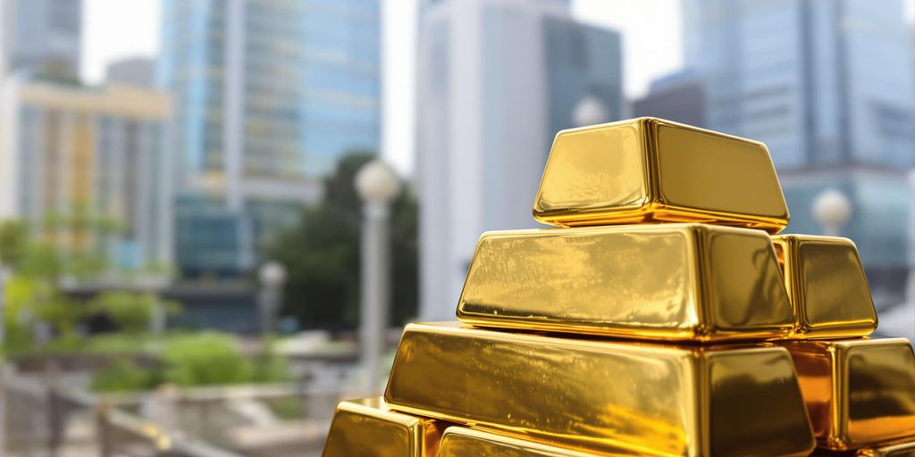 Lingots d'or et bâtiments financiers