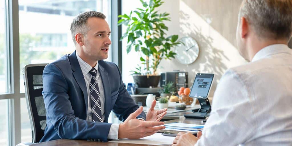 Conseiller en gestion de patrimoine, discussion face à face
