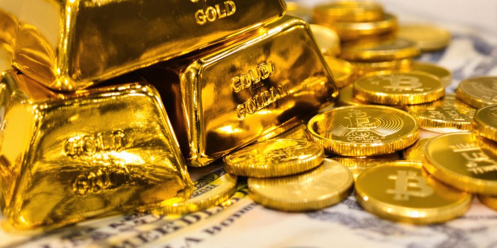 Lingots d'or, pièces et dollar