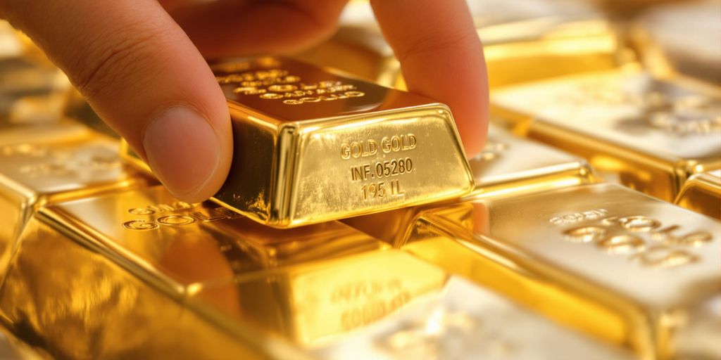 Lingots d'or brillants et mains expertes