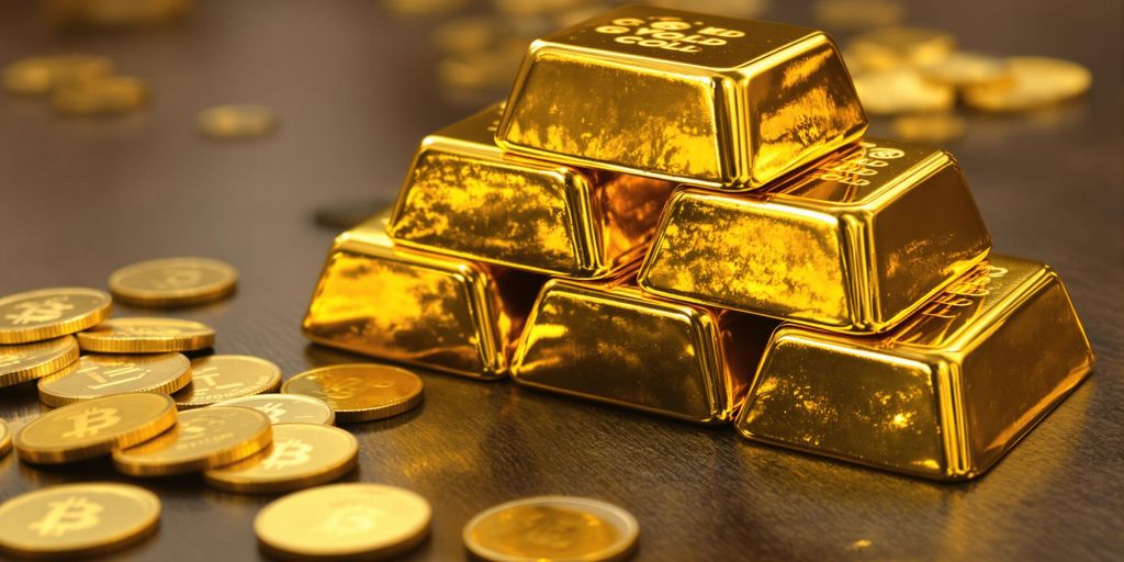 Lingots d'or et pièces sur une table