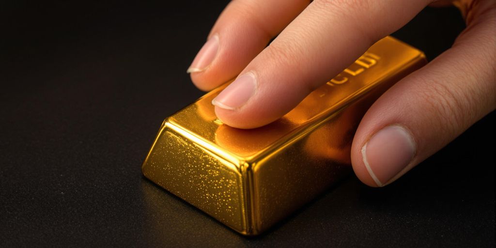 Lingot d'or avec main