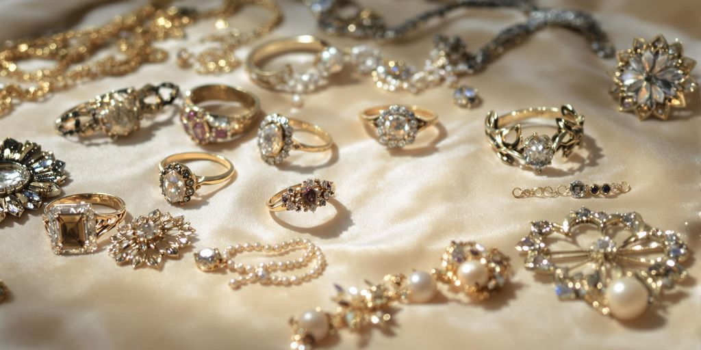 Bijoux hérités sur un écrin soyeux