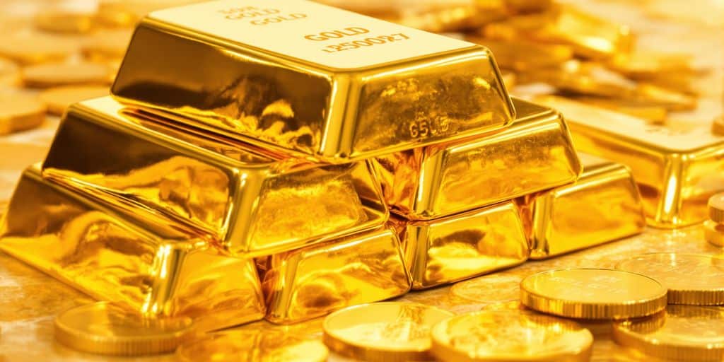 Lingots d'or et pièces de monnaie