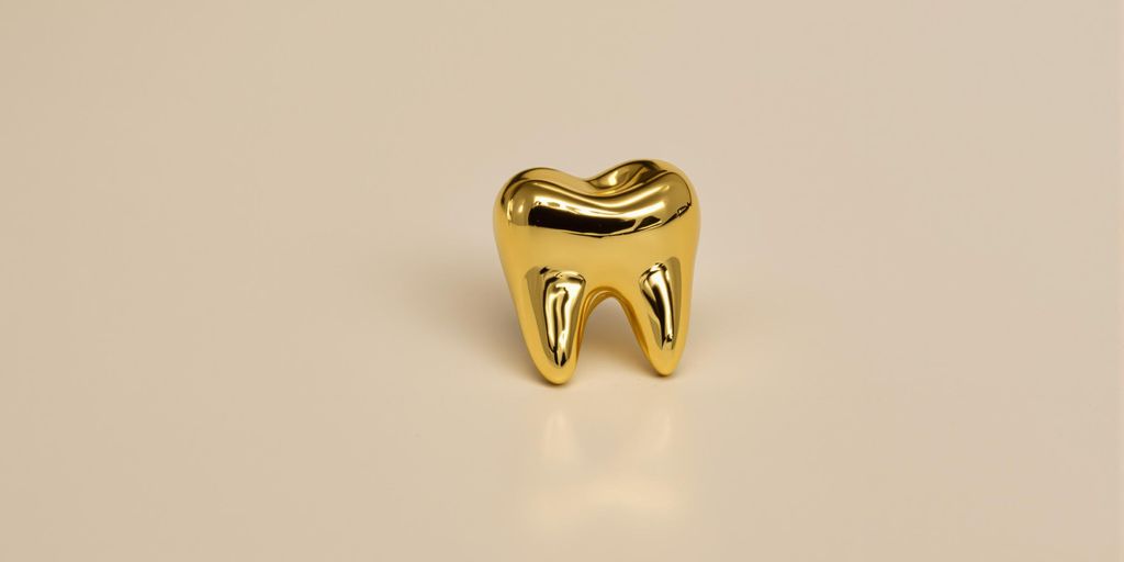 Dent en or sur un fond neutre