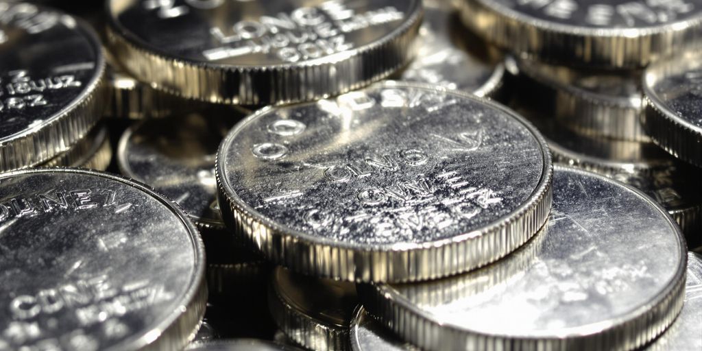 Une pile d'onces d'argent brillantes.