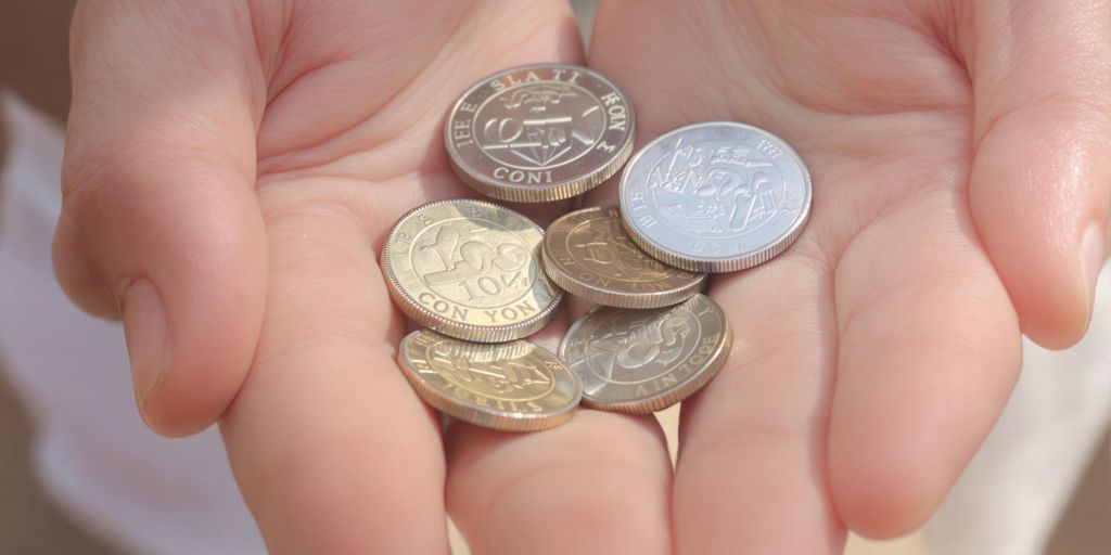 Pièces d'argent sur une main ouverte