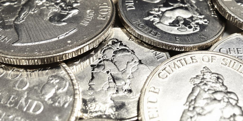Pièces d'argent de qualité, gros plan