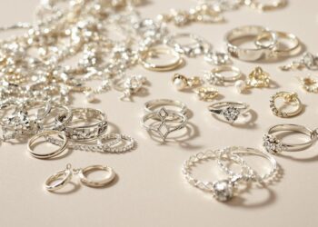 Bijoux en argent brillant sur fond neutre
