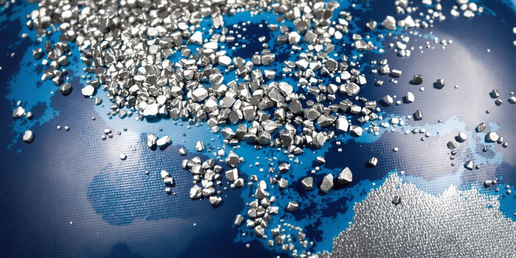Carte du monde avec des mines d'argent
