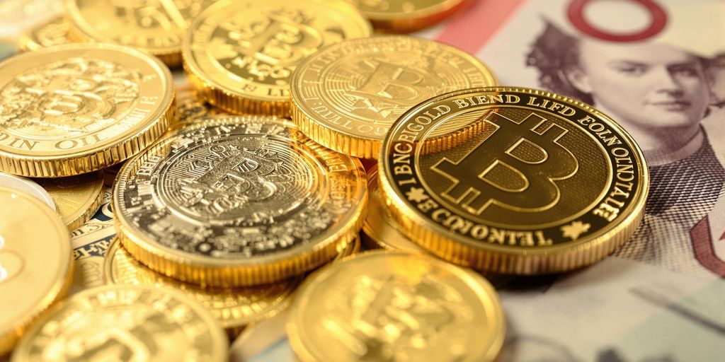 Pièces d'or et billets de banque contrastant sur un fond sombre.
