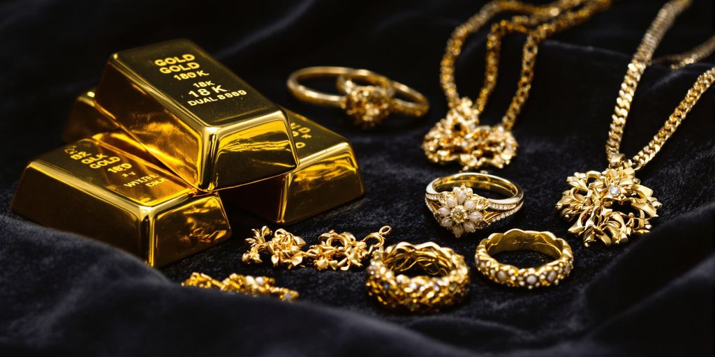 Lingots d'or pur et bijoux