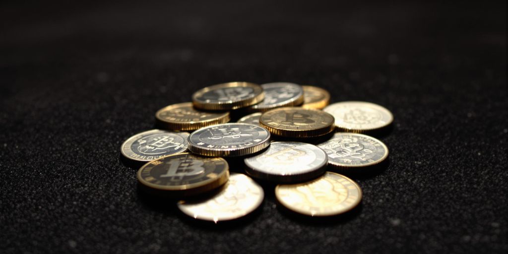 Pièces d'argent sur fond sombre