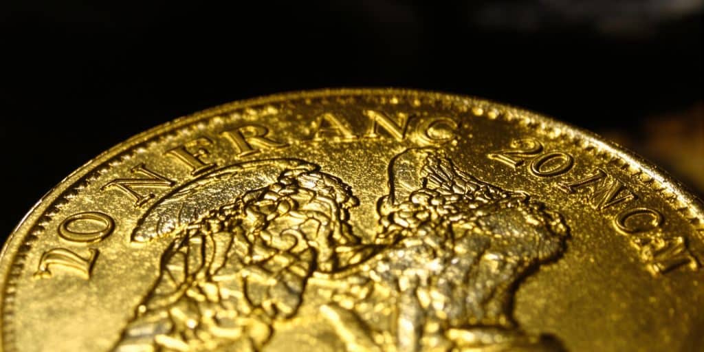 Pièce Napoléon 20 Francs dorée et brillante.