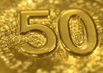 Pièce de 50 pesos or mexicaine.